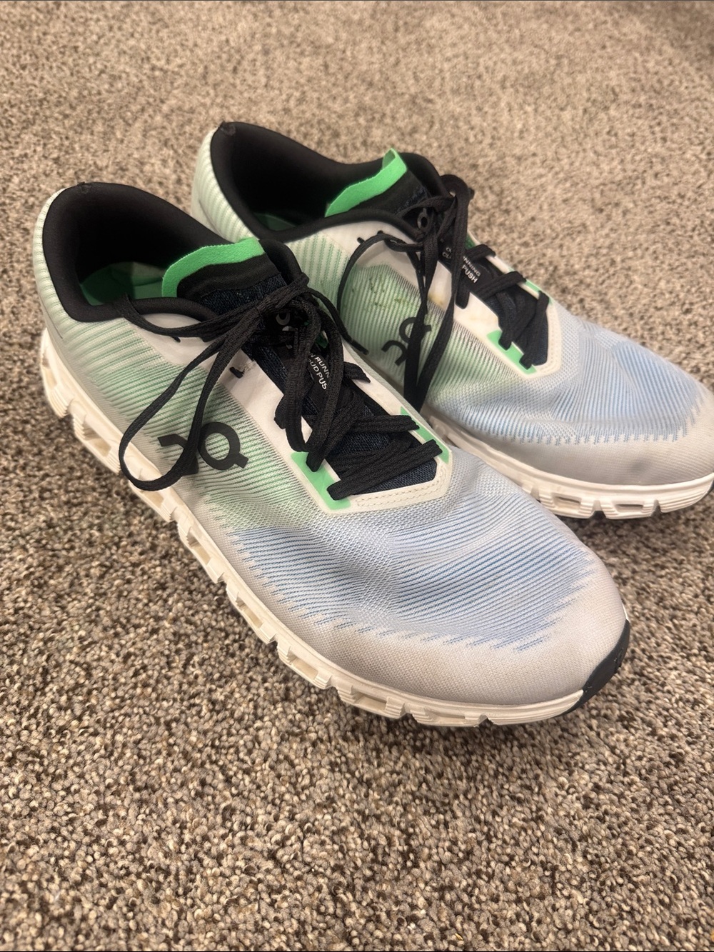 Men's Athletic Running Shoes - Light Gray with Green Accents